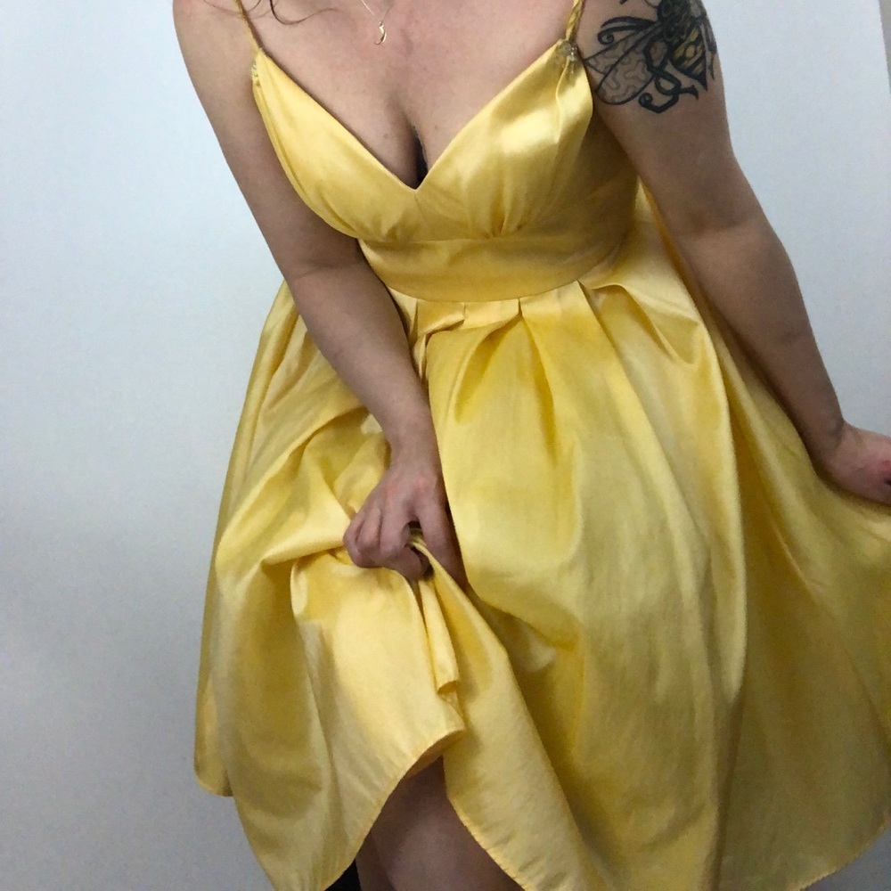1950s Yellow Silk “Naughty Housewife” Dress